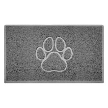 Nicoman PAW Shape Cat Litter Box Mat, Dog Food Feeding Tray Matt, Non-Slip, Easy Clean, Washable(75x44cm,Medium),GREY