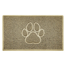Nicoman PAW Shape Cat Litter Box Mat, Dog Food Feeding Tray Matt, Non-Slip, Easy Clean, Washable(75x44cm,Medium),BEIGE