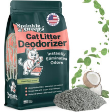 Sprinkle & Sweep Litter Box Deodorizer - Non Toxic and Safe for Kittens - Instantly Eliminates Foul Odors, One Month Supply (8oz)