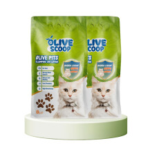 Olive Scoop 100% Natural Cat Litter Dust Free, (12.5kg/16L 2bag) Made With Non-Toxic Olive Pits, Ultra Clumping Cat Litter, Kitten Litter Odour