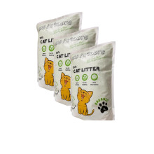HS Petcare Organic Tofu Cat Litter Original Scent, Ultra clumping, Great odour control, Flushable reduce waste, Long lasting Dust free (Pack of 3