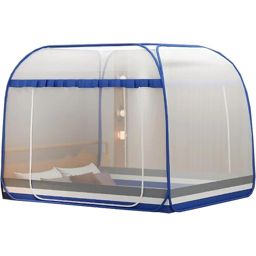 Mosquito Bed Net Foldable Breathable Canopy for Single and Double Beds Blue 1.2x2.0m