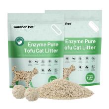 Gardner Pet Enzyme Tofu Cat Litter, Super Clumping Cat Litter with Odor Control Extract, Flushable to Toilet, Plant-Based, Fast Absorption, Low Dust &