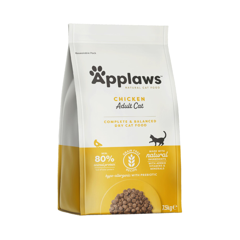 Applaws Complete Natural Dry Cat Food, Free, Adult, Chicken, 7.5Kg Grain