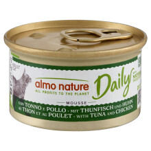 almo nature Daily - Wet Cat Food for Adult Cats, Mousse with Tuna and Chicken, Grain-Free, Gluten-Free Recipe, 85g, Pack of 24