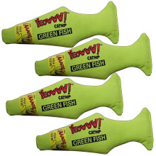 YEOWWW! Catnip Green Fish 4 PACK Pure Leaf & Flowertop Cat and Kitten Toy