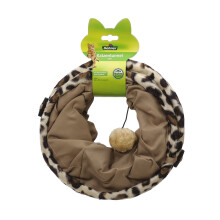 Dehner Cat Tunnel Stretcher Leo, Diameter 25 cm Length 50 cm, Polyester/Metal/Brown