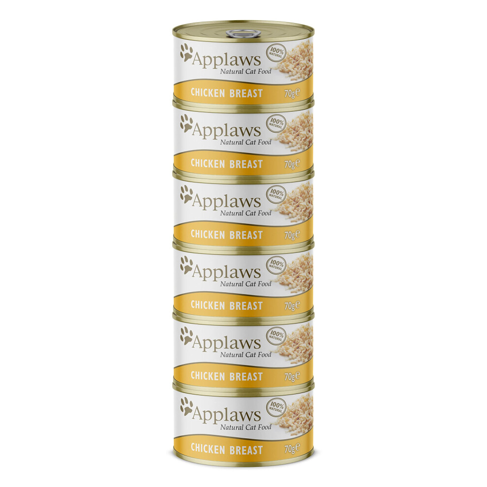Applaws 100% Natural Wet Cat Food, Chicken Breast, 70G Tins Pack Of 6