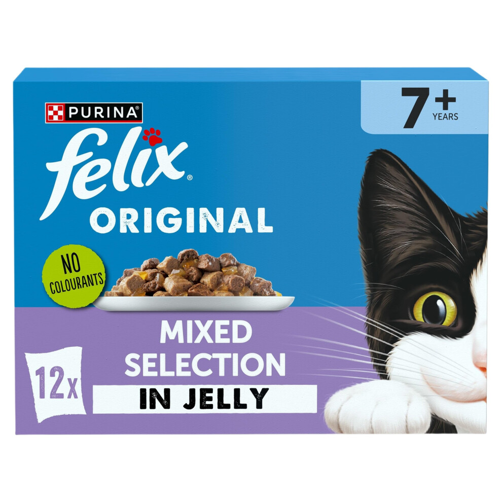 Felix Original Senior 7+ Mixed Selection In Jelly Wet Cat Food 12X85g (Pack Of 4)
