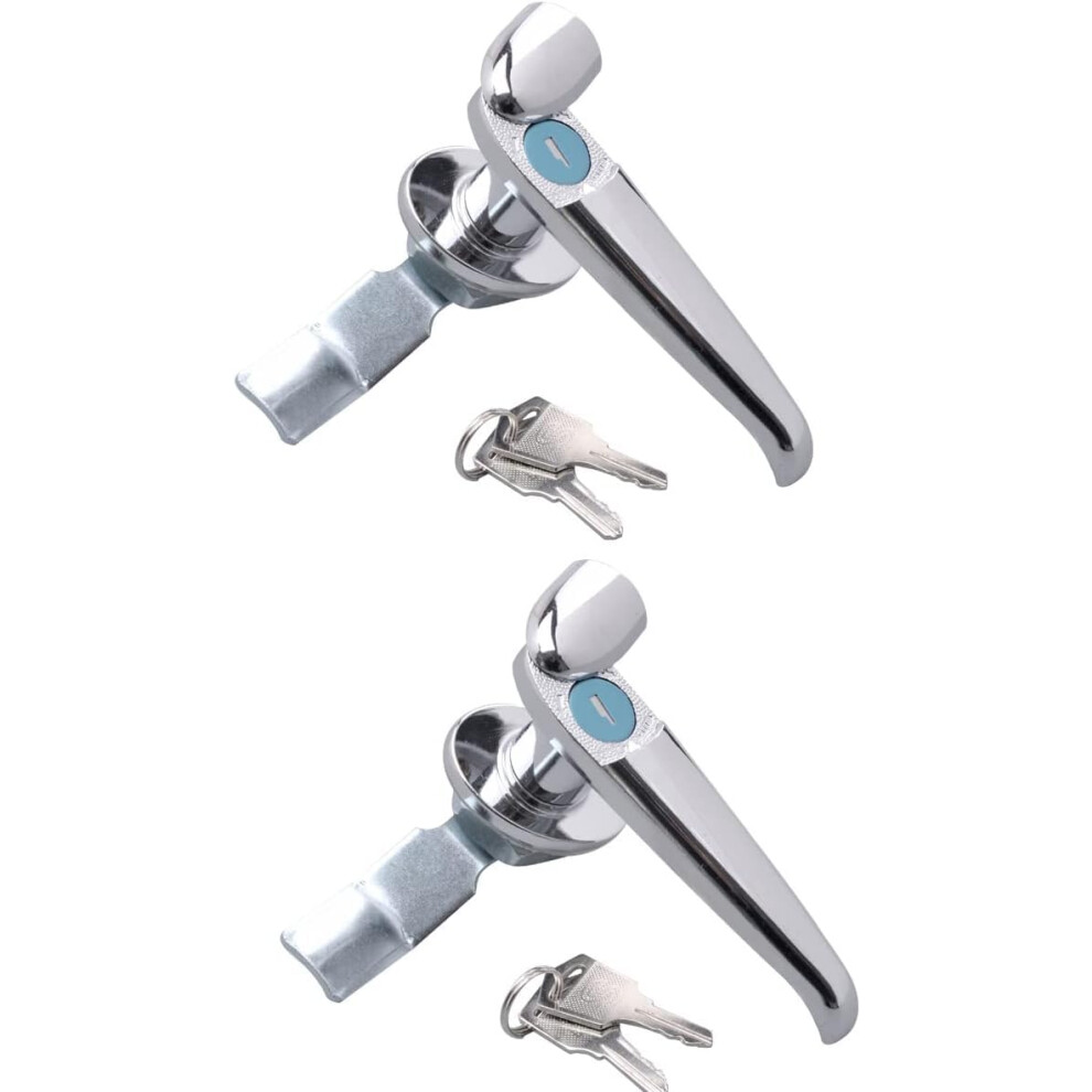 Cabinet Cam Lock And Tool Box Lock Set, Zinc Alloy L Shape Chrome Finish, Keyed Alike 2 Pack 9070919388941