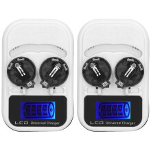 2PCS LCD-Knopf-Batterieladegerät für LIR2016 LIR2025 LIR2032 ML2016 ML2025 ML2032