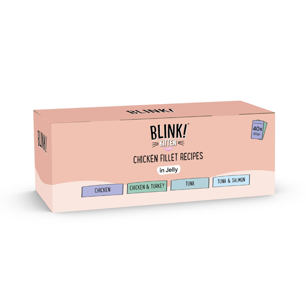 Blink Blink! Wet Kitten Food Chicken & Fish Selection In Jelly 40X85g