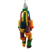 Happy Pet Playtime Wooden Blocks Bird Toy Durable Hygienic Natural Safe Interactive Colourful Hanging Cage Accessory for Parrots Cockatiels Parakeets