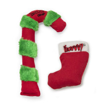 YEOWWW Catnip Cat Toy For Cats -Premium Quality Strong Organic Catnip Cat Toy Bundle (1 X Candy Cane Cat Kicker 20Cm And 1X Christmas Stocking 7Cm)