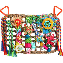 Cockatiel Foraging Wall with Colorful Toys for Birds Shredding Seagrass