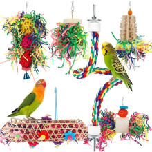 BBjinronjy Bird Toys - Parakeet & Conure Cockatiel Budgie Lovebird Parrot Chewing Shredding Foraging Toys - Hanging Shredded Paper Bird Cage