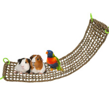 Dnoifne Natural Seagrass Bird Mat with Hooks, 100 x 18 cm Woven Pet Perch Hammock & Climbing Ladder, Cage Accessory for Parrots, Cockatiels, Hamsters,
