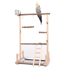 AMZTEMU Bird Playground Wood, Parrot Playstand, Budgie Toy, Cage, Playground, Cockatiel Toy, Bird Toy, Budgie Swing (36.5 x 23 x 57 cm)