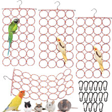 Yopay 4 Pack Parrot Bird Swing Hanging Toys, 71 x 35.5 cm / 28"H x 14"W Rat Climbing Ladder Rope Perch, Net Toy for Cage, Mouse, Parakeets Cockatiels