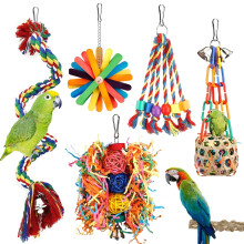 NLONLL 5 Pcs Bird Toys for Caged Birds Budgie Toys Parrot Chewing Toys Cockatiel Toys Bird Shredding Toy Hanging Foraging Shredder Toy for Small