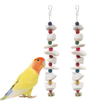 Dnoifne 2 Pack Bird Toys with Cuttlebone ? Parakeet Cage Accessories with Beak Grinding Stone | Cuttlefish Bone Toys for Budgies, Cockatiels,