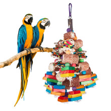 Novelfun Bird Chewing Toys Indoor Parrot Toys Colorful Logs Grinding Beak Toys for African Grey Parrots, Macaws, Cockatoos and other Small and