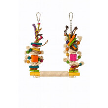 Titan Birds Climb & Play Rope Perch Parrot Toy ? Hanging Bird Perch with Wooden Chews ? Natural Climbing & Enrichment for Pet Birds
