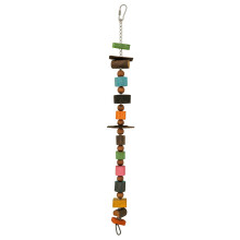 TITAN BIRDS Mega Chew Cascade Parrot Toy ? Long Hanging Wooden Bird Toy with Beads & Blocks ? Natural Chewing Enrichment for Parrots & Pet Birds
