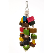 Titan Birds Block Buster Heavy-Duty Parrot Toy ? Wooden Blocks & Cotton Rope Chew Toy ? Natural Foraging & Enrichment for Medium to Large Birds