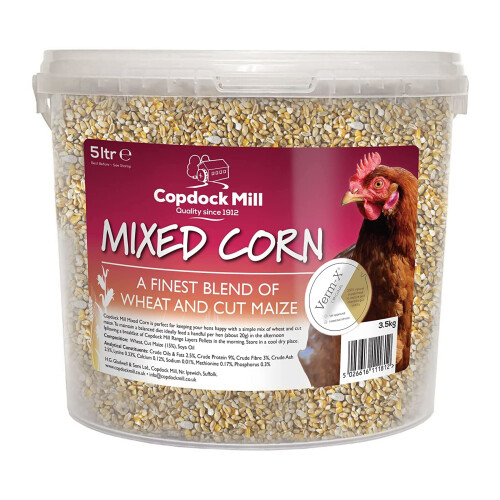 Copdock Mill Mixed Corn Poultry Feed with Verm-X 5ltr Tub?, Packaging May Vary