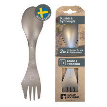 Light My Fire G?ffel Titan Spork, ultraleichtes Titan Besteck, 3-in-1 Campingbesteck mit L?ffel Gabel Messer, Outdoor Besteck f?r unterwegs, L?ffel To