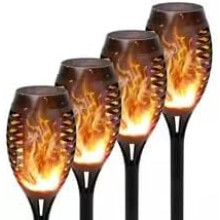 Solar Lights Outdoor LED Solar Torch with Flickering Flame Waterproof Garden Path Patio Set of 4