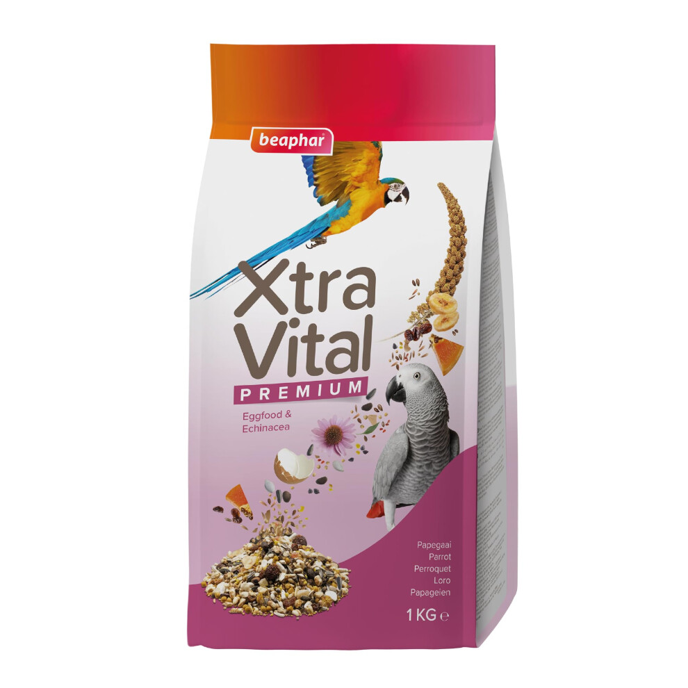 Beaphar - Xtravital Parrot Bird Food - Complete Food With Banana, Papaya, Echinacea, & Egg Food - Rich In Vitamins & Minerals For Optimum Health - 1Kg