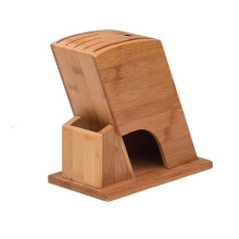 Bamboo Knife Block Holder with Large Capacity and Quick Drainage for Home Kitchen Organization