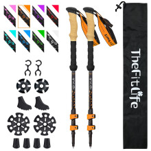 TheFitLife Carbon Fibre Trekking Poles - Collapsible and Telescopic Walking Poles, 2-Pack, Ultra Light, Extendable, Best Walking Sticks for Traveling