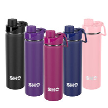 SHO Stainless Steel Sports Water Bottle - Leak Proof, BPA Free, No Sweat, Vacuum Insulated Double Walled Metal Flask - 12 Hours Hot 24 Hours Cold