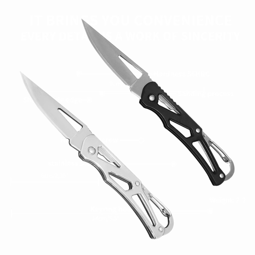 Xudiy 2 Pcs Pocket Knife, 2.36" Survival Stainless Steel Folding Knives Uk Legal Finish, Stylish High Performance, Non Locking Edc Blade, Grey