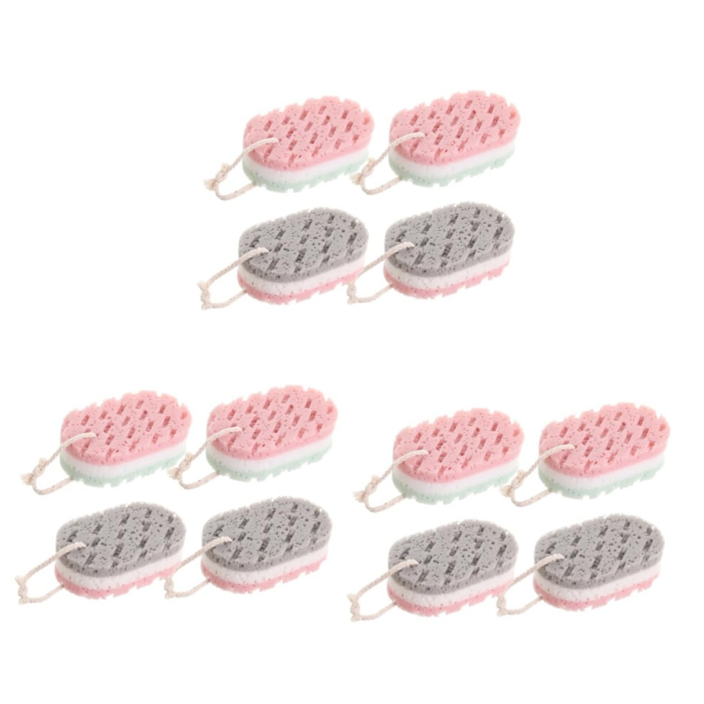12pcs Exfoliating Bath Sponge Towel with Lanyard Back Scrubber for Gentle Skin Care Shower