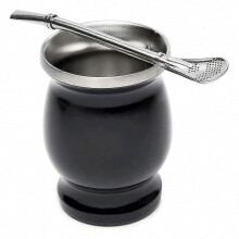 Yerba Mate-Set mit Doppelwand-Edelstahlbecher und Bombilla-Strohhalm-8 Unzen