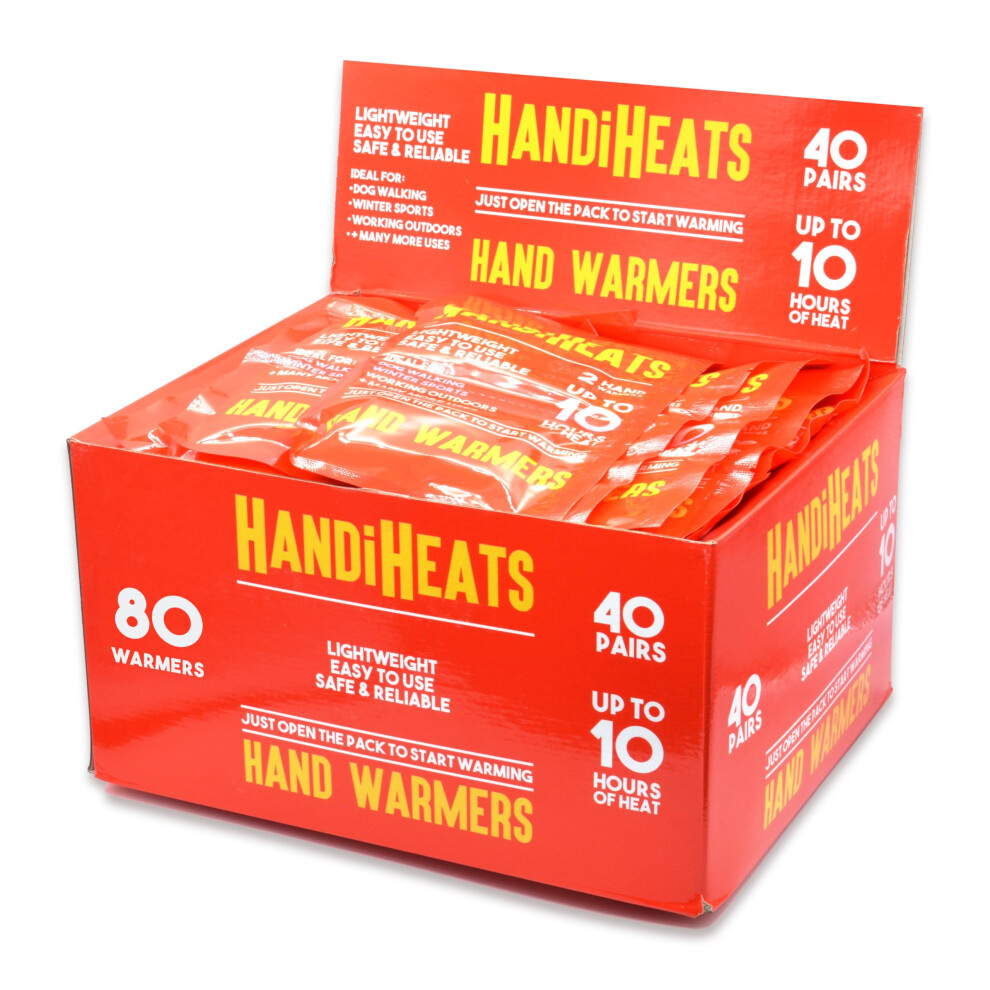 Handiheats 40 Pairs - Hand Warmers - Pocket Disposable Heat Packs For Hiking, Dog Walking, Skiing - Instant Air Activated - 10 Hours Of Heat (40 Pairs