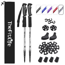 TheFitLife Hiking Walking Trekking Poles - 2 Pack With Antishock And Quick Lock System, Telescopic, Collapsible, Ultralight For Hiking, Camping,
