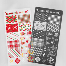 Christmas Nail Stamping Plates Set with Snowflakes Reindeer Santa Tree Stainless Steel Holiday Designs