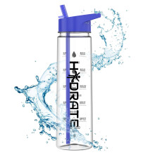 HYDRATE Water Bottles Motivational premium 900ml water bottles with straw - Daily water intake with Time Markings, BPA-Free. Leak proof Ideal for