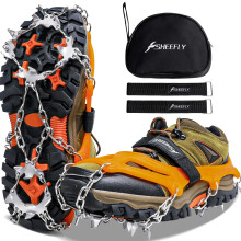 SHEEFLY Crampons Ice Cleats Traction,19 Spikes Snow Grips Ice Grippers Traction Anti-Slip Stainless Steel Spikes for Shoes and Boot,Microspikes for