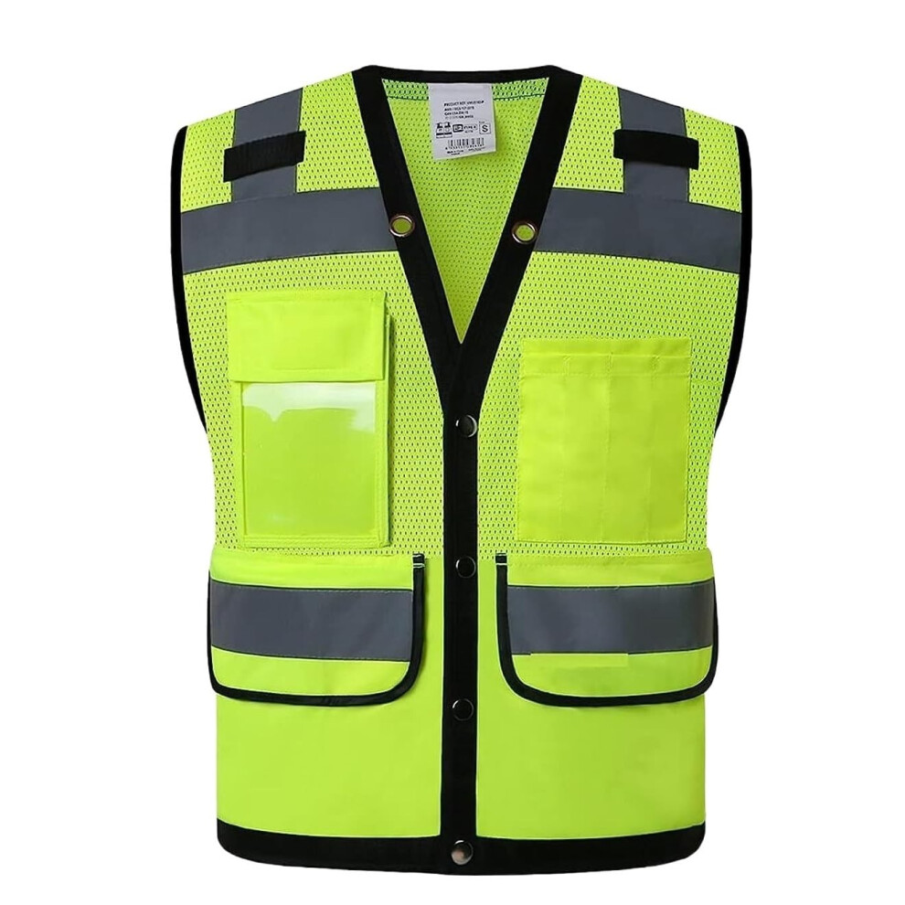 Reflective Safety Vest With Pockets Visibility Work Vest Green Small Lightweight Summer Wear 9070919389634
