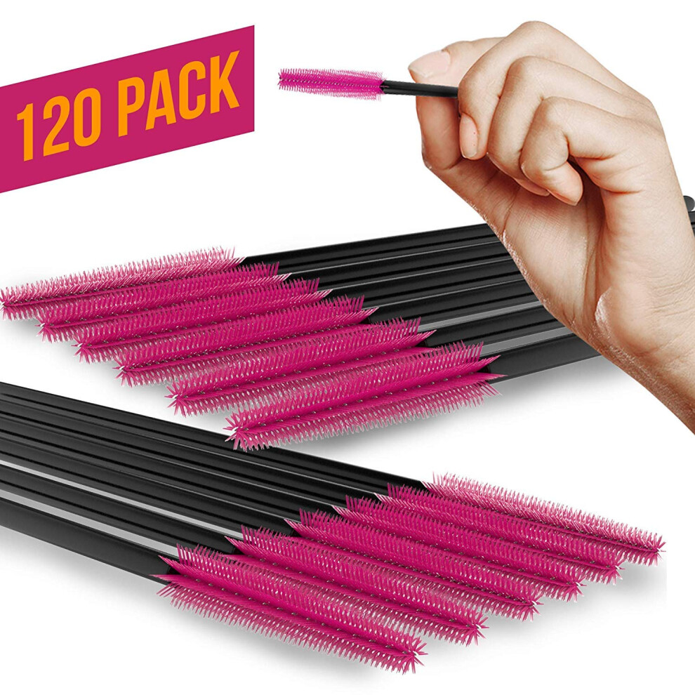 120 Pack Disposable Eyelash Applicator Wands Mascara Eyebrow Spoolies Curler Brush Set