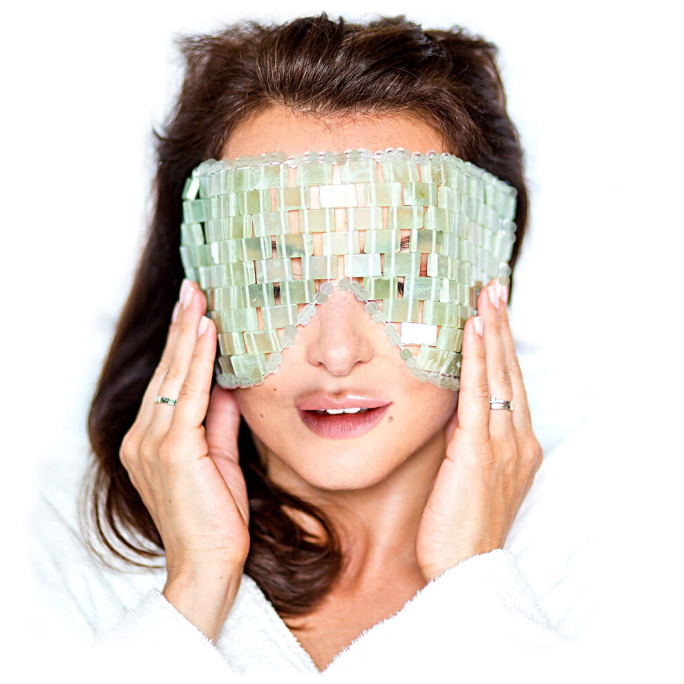 Dark Jade Eye Mask 100% Natural Stone For Puffy Eyes, Circles, Cooling Therapy And Headache Relief