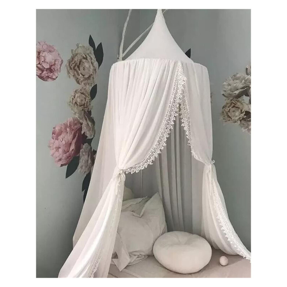 Princess Bed Canopy For Girls Round Dome Chiffon Lace Tent Kids Room Decoration Blocking Light