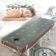 Massage Table Mattress Pad with Face Hole, Comfortable Spa Bed Topper 75x190cm with Straps
