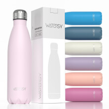 WATERSY Stainless Steel Insulated Water Bottle, Double Walled Metal Vacuum Flask Keep 24 Hrs Cold & 12 Hrs Hot Thermal Metal Sports Bottles 500ml BPA